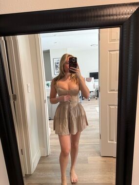 White Fox Boutique Beige Mini Dress